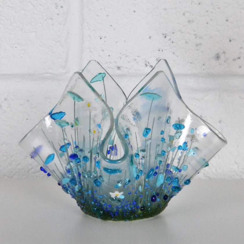 Handmade Glass Cornflower Tea-light Holder
