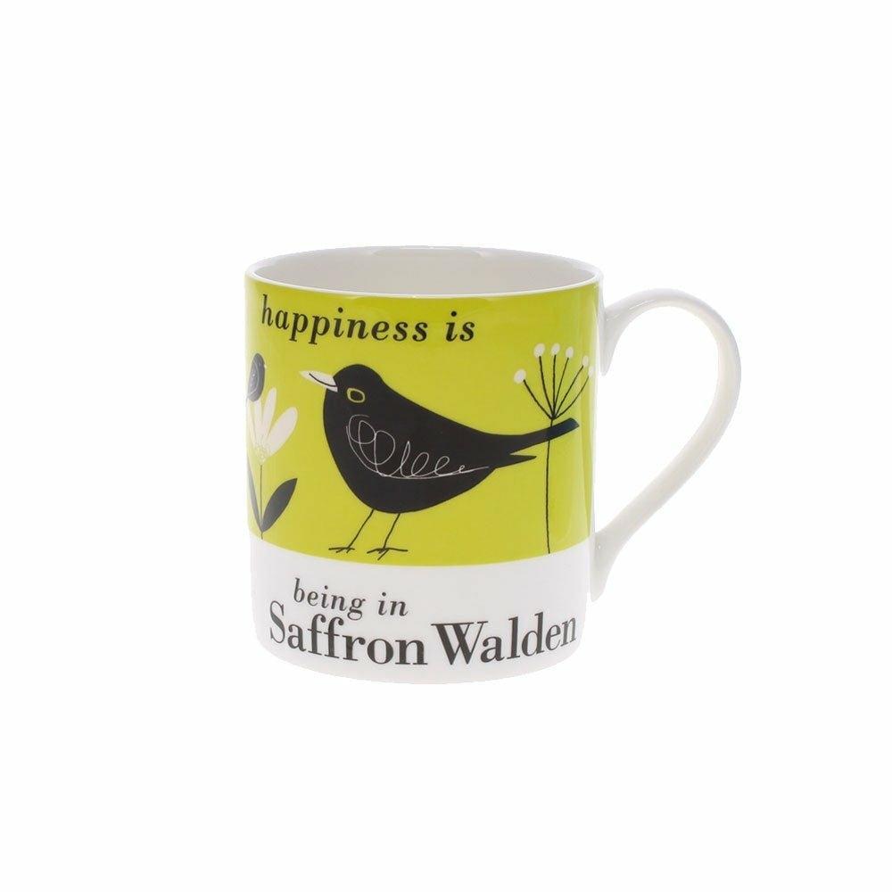Happiness is Being in Saffron Walden Mug, Blackbird
