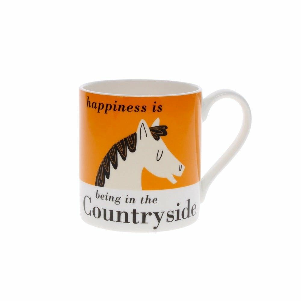 Happiness is being in the Countryside Mug, Horse, Orange