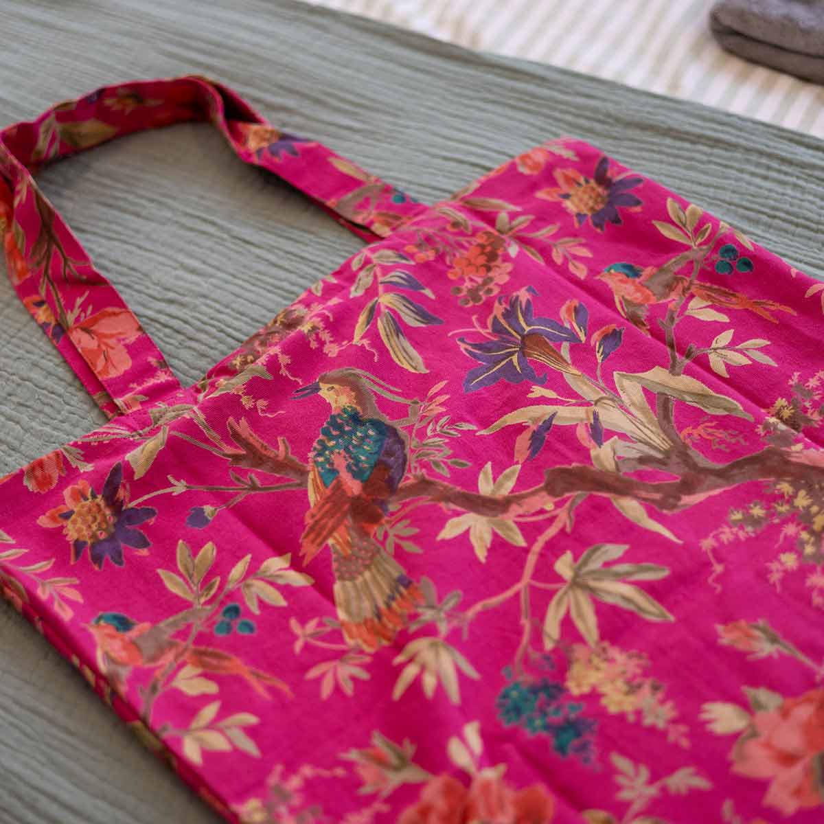 Hot Pink Bird Canvas Tote Bag