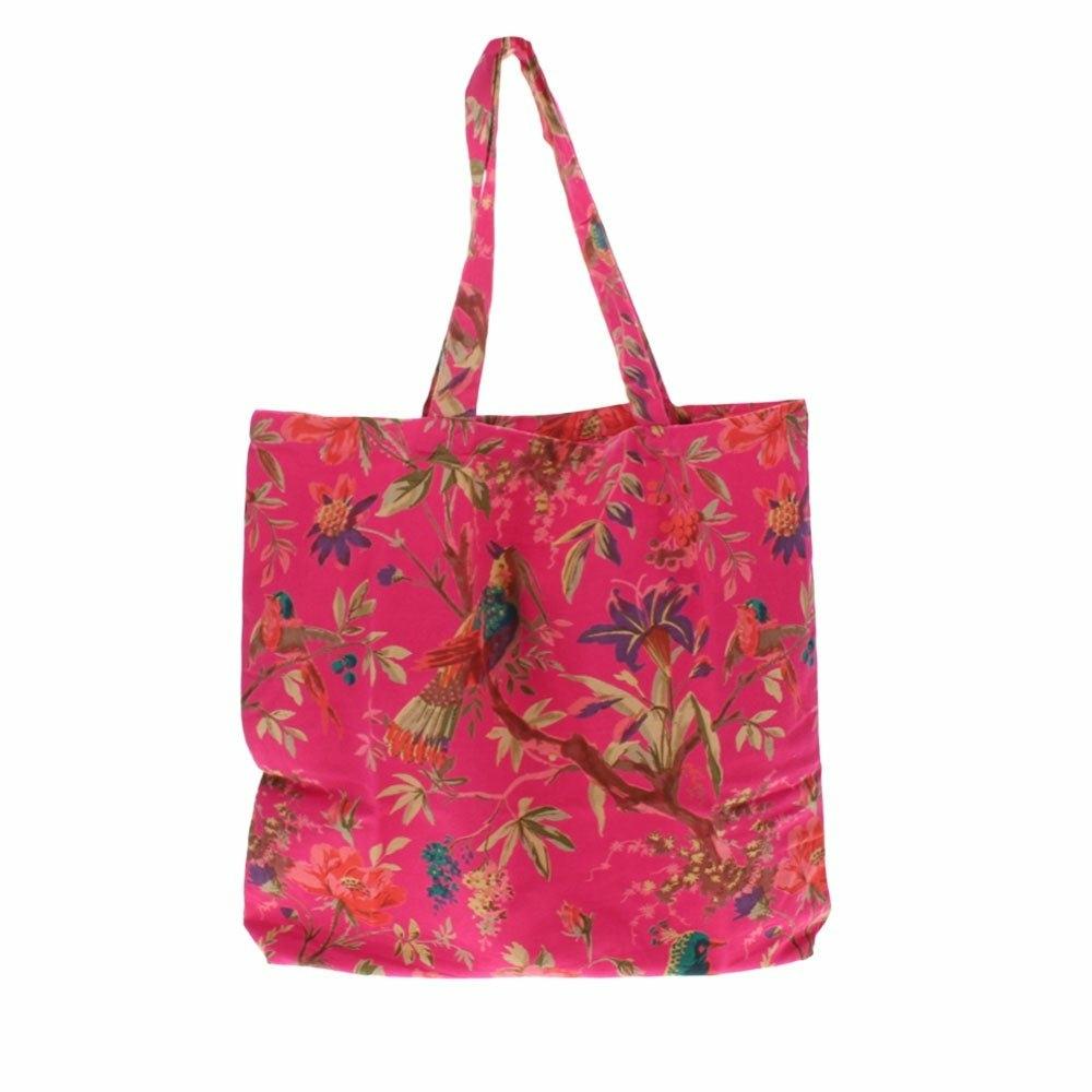 Hot Pink Bird Canvas Tote Bag