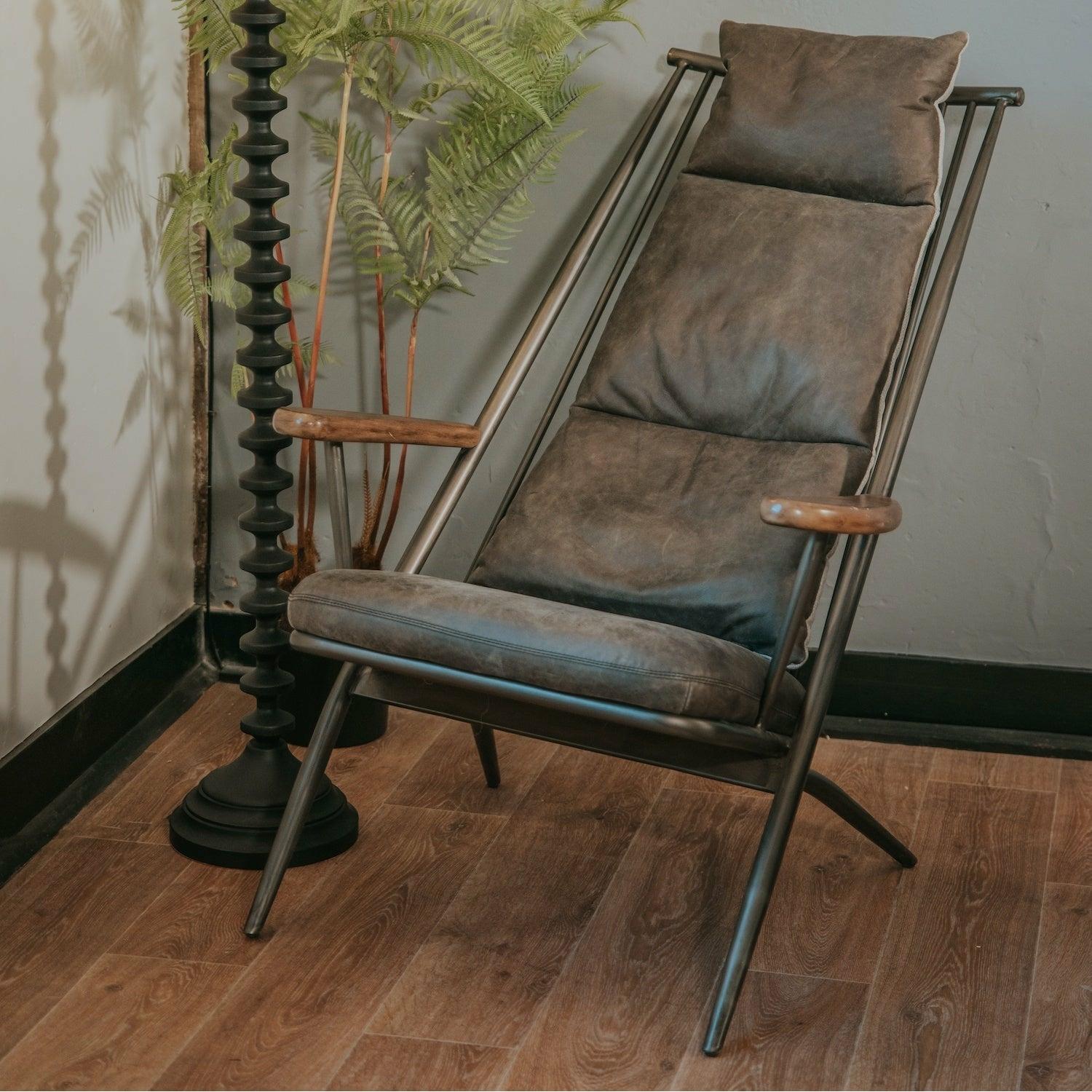 Huntingdon Studio Chair, Grey Leather