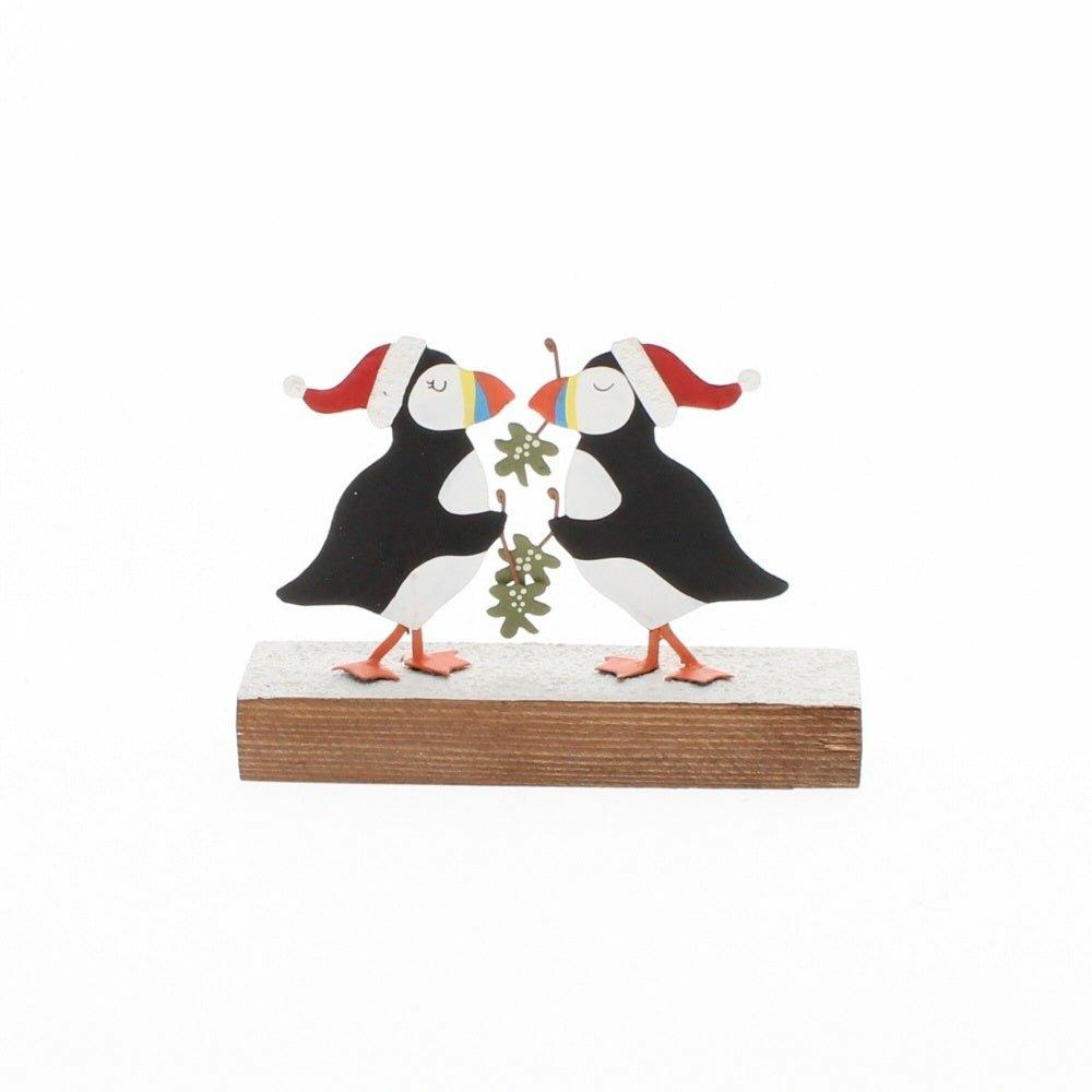 Kissing Puffins on Stand