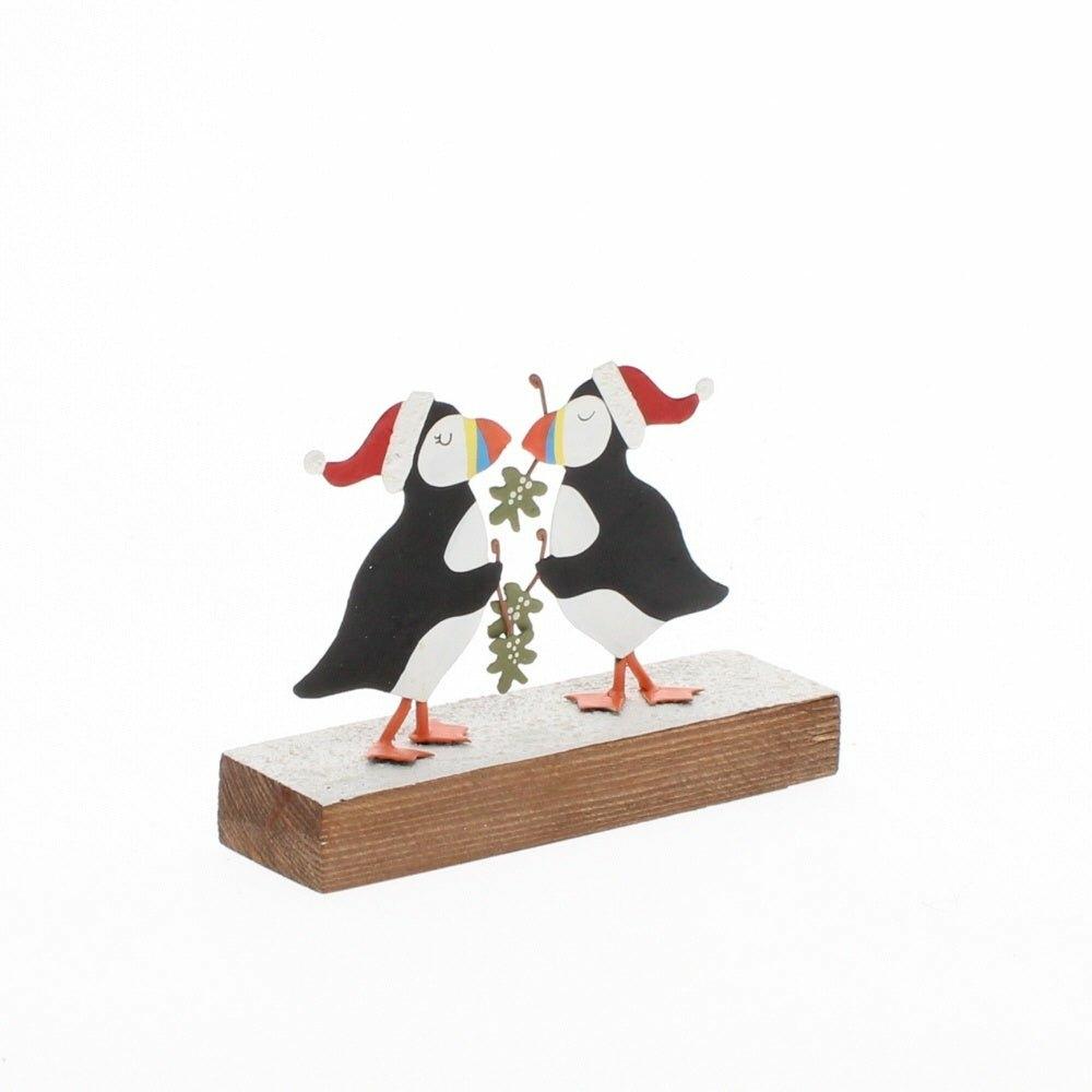 Kissing Puffins on Stand