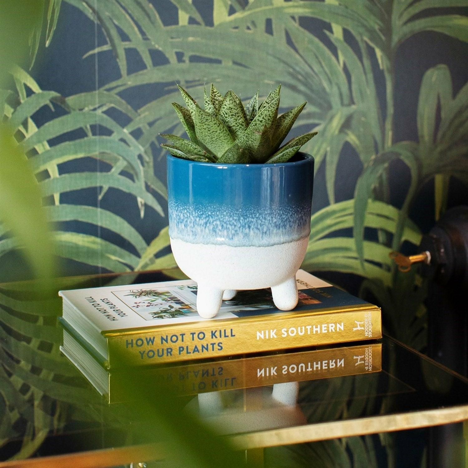 Large Blue Bohemian Glaze Planter