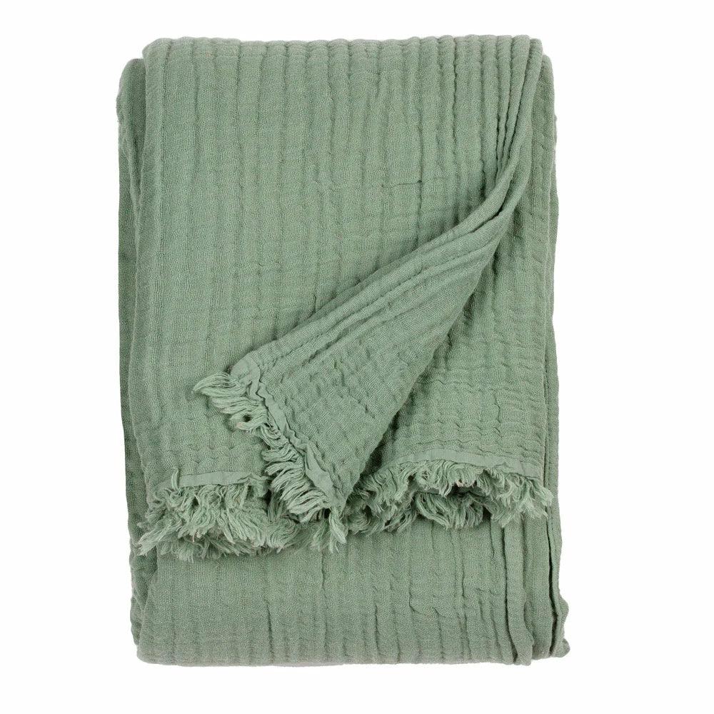 Large Lark Crinkle Cotton Throw, Eucalyptus