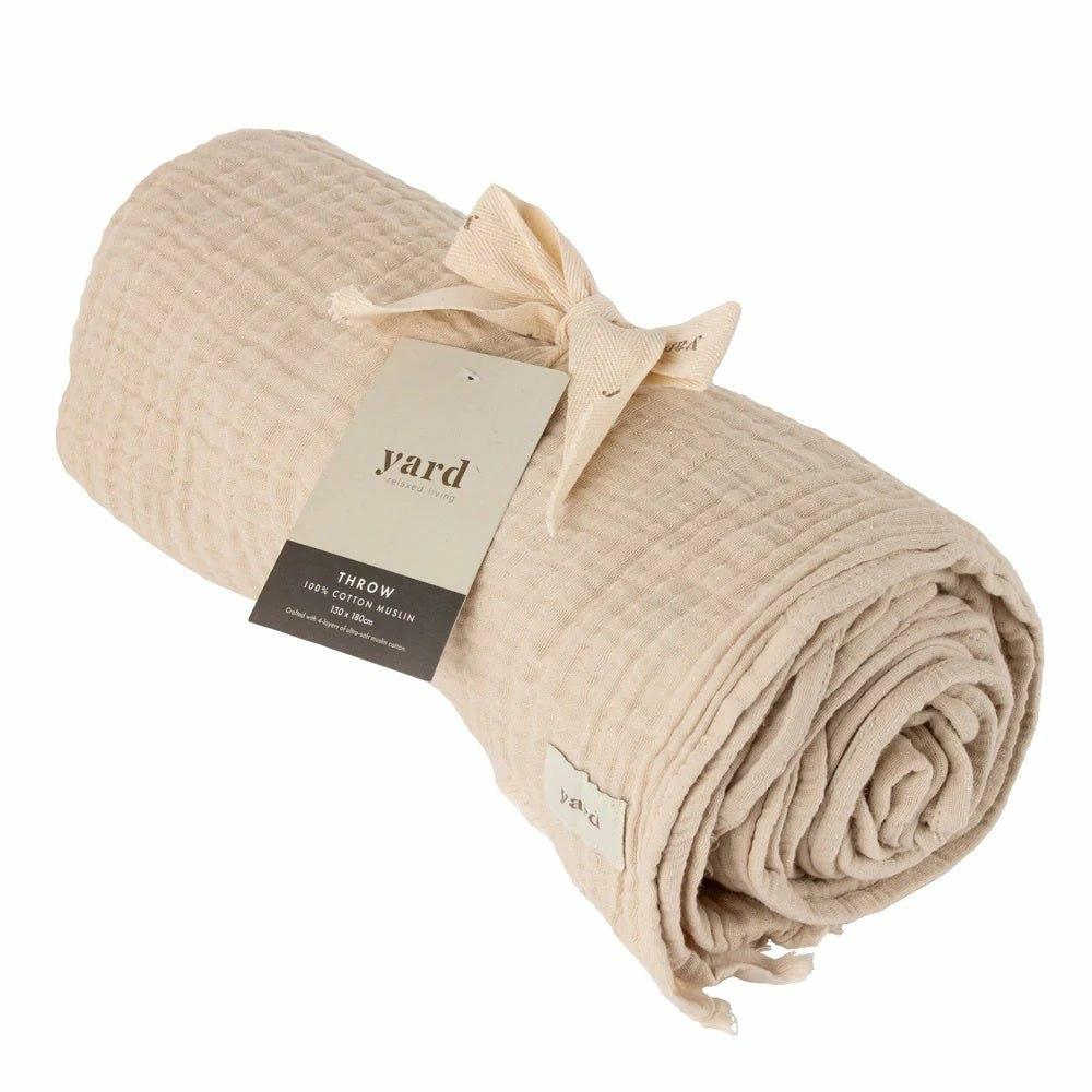Large Lark Crinkle Cotton Throw, Natural