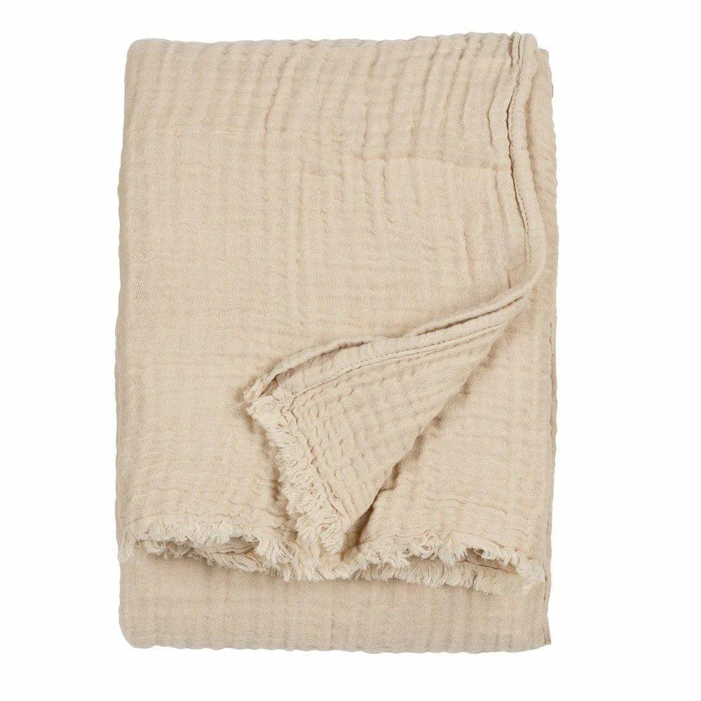Large Lark Crinkle Cotton Throw, Natural