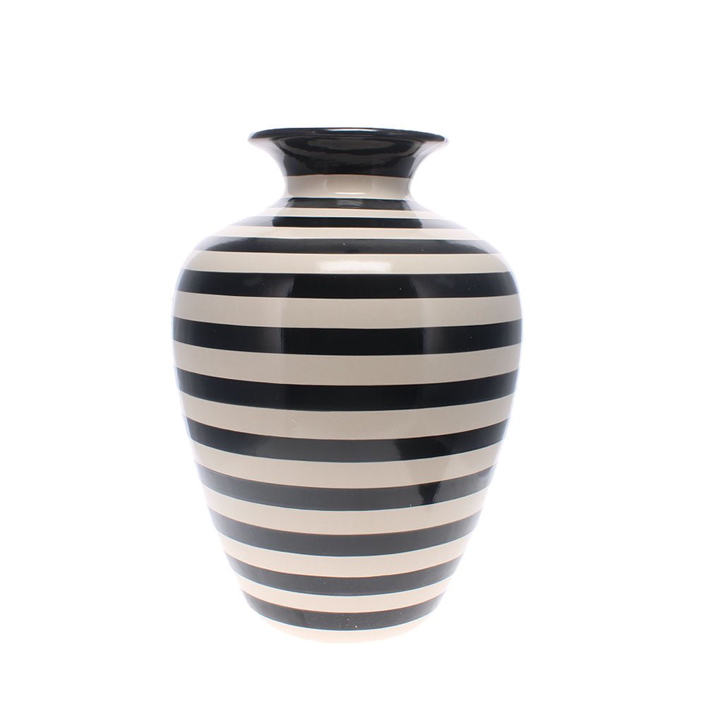 Large Monochrome Stripe Ceramic Vase