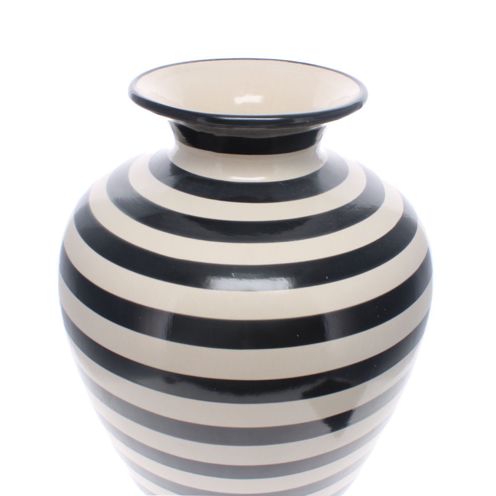 Large Monochrome Stripe Ceramic Vase