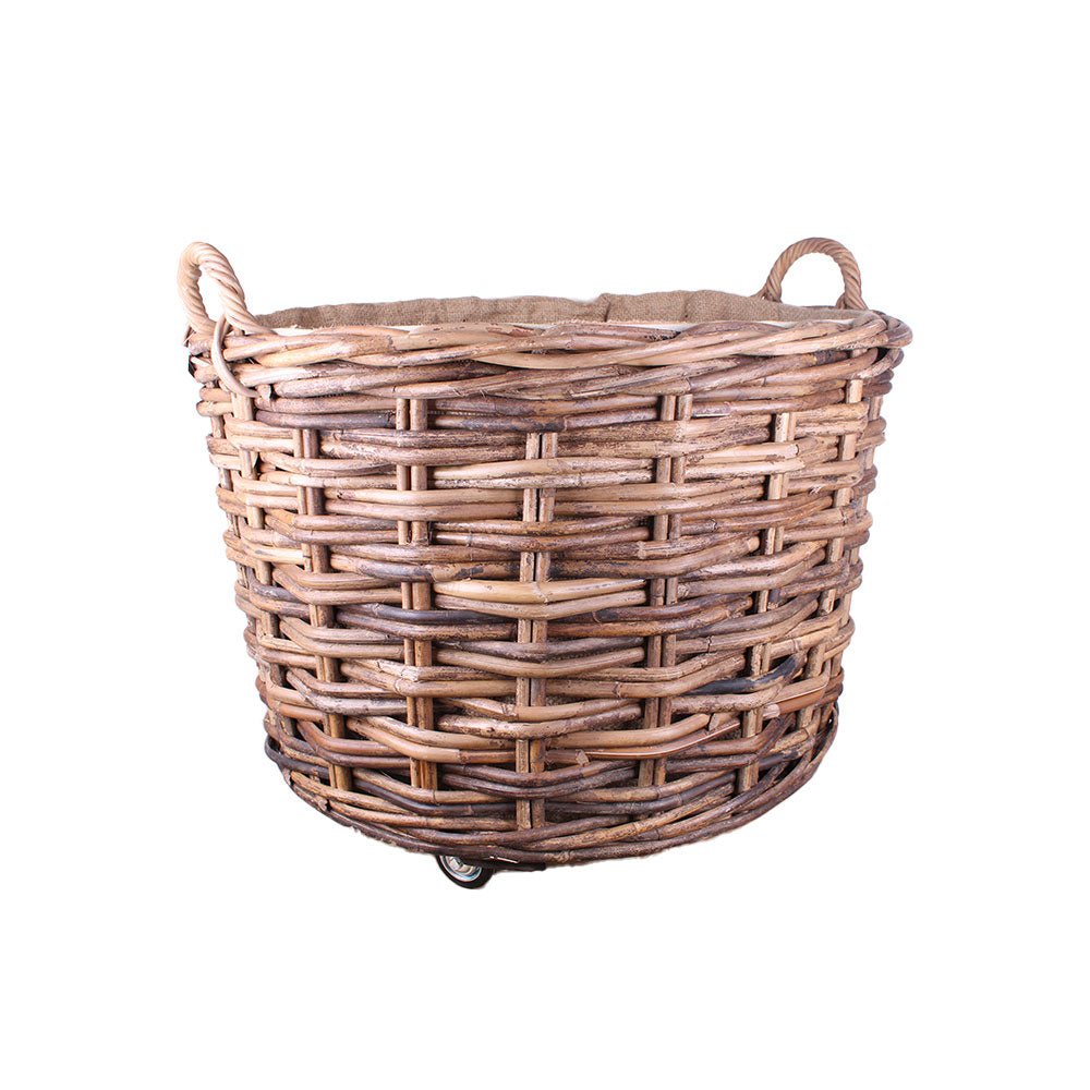 Large Round Jute Basket with Wheels Angela Reed