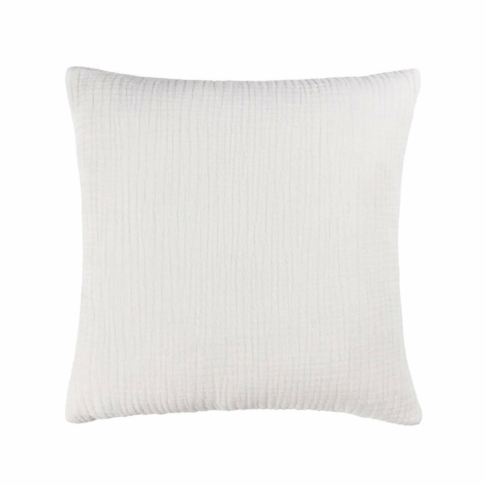 Lark Crinkle Cotton Cushion, White
