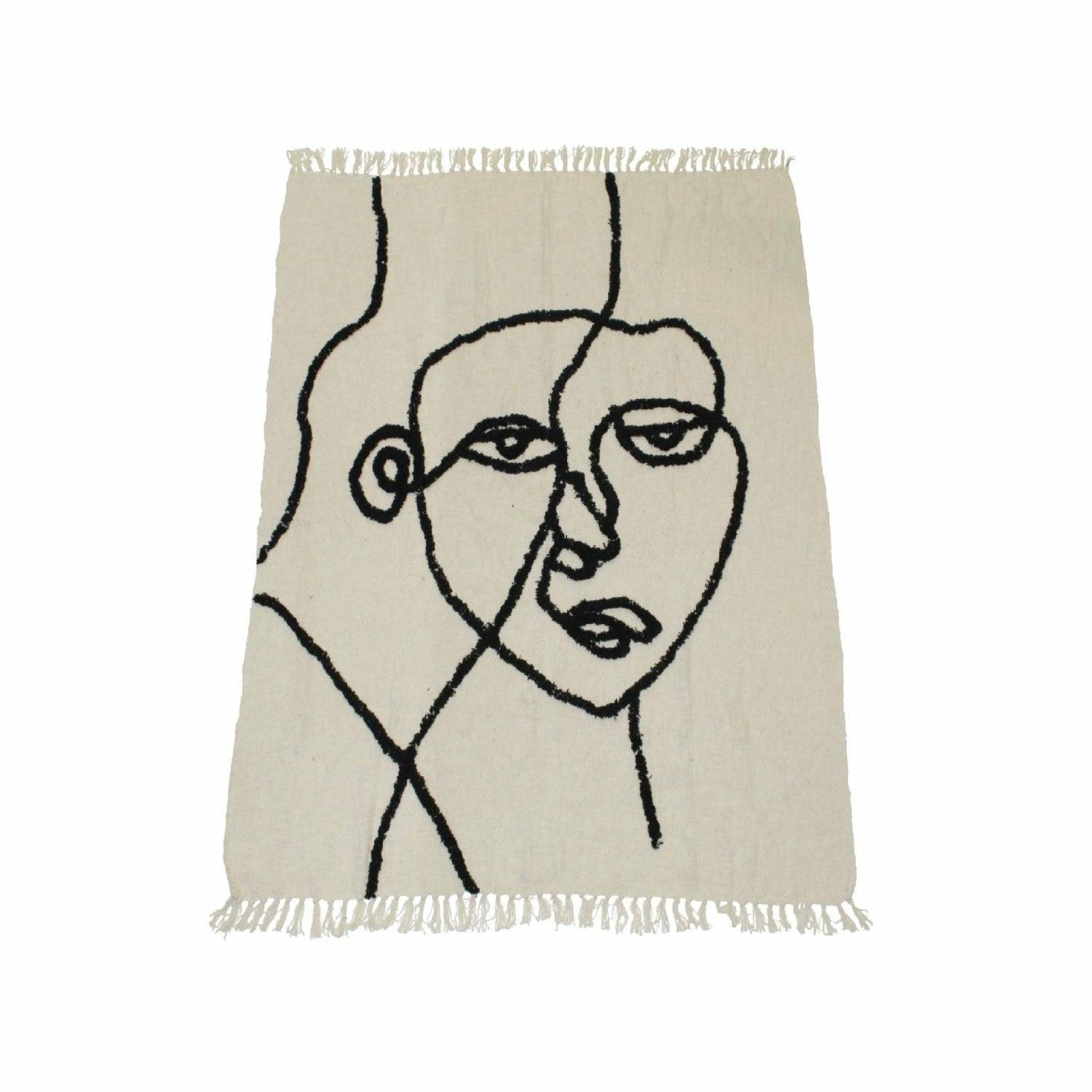 Linework Face Cotton Throw