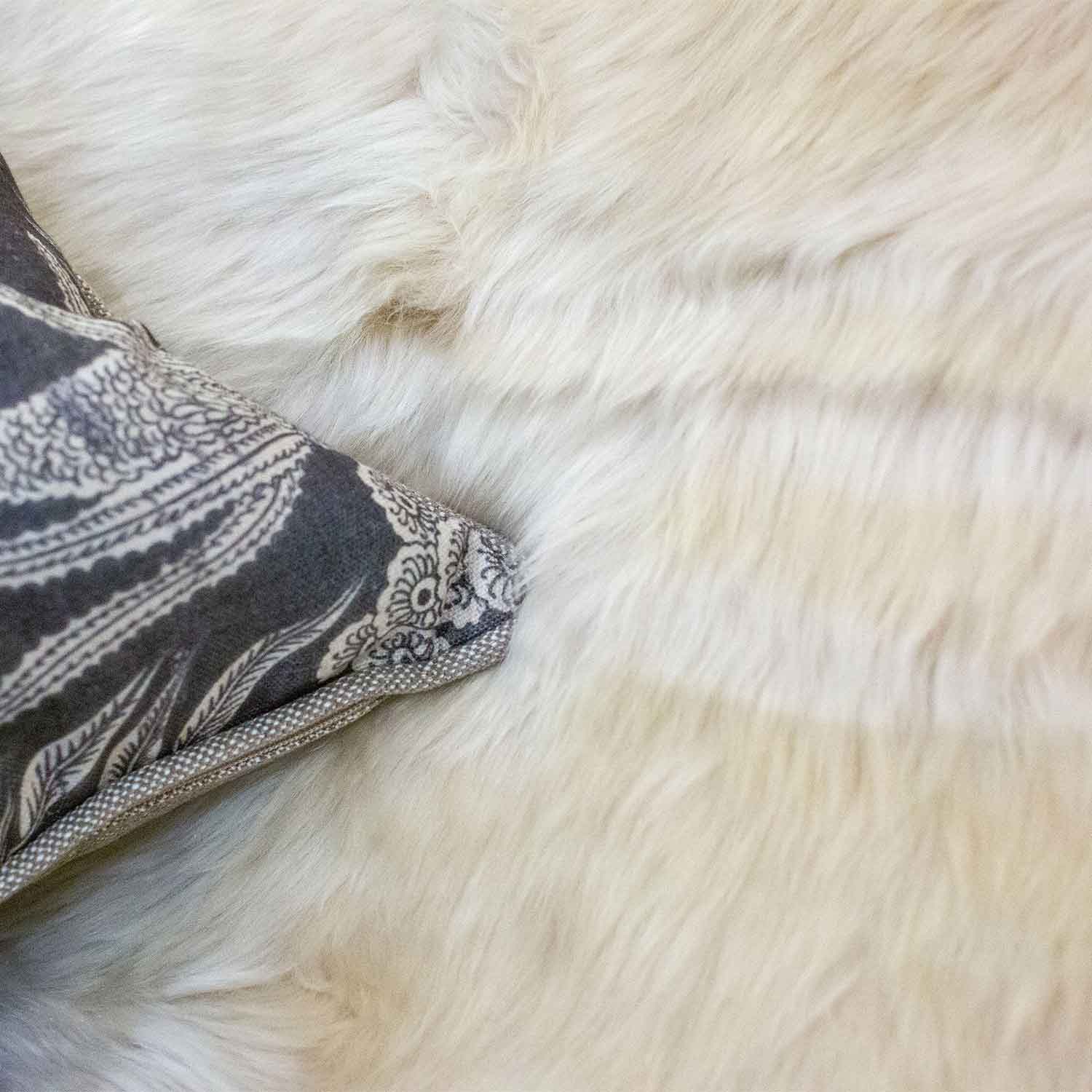 Long Wool Sheepskin Rug, Linen