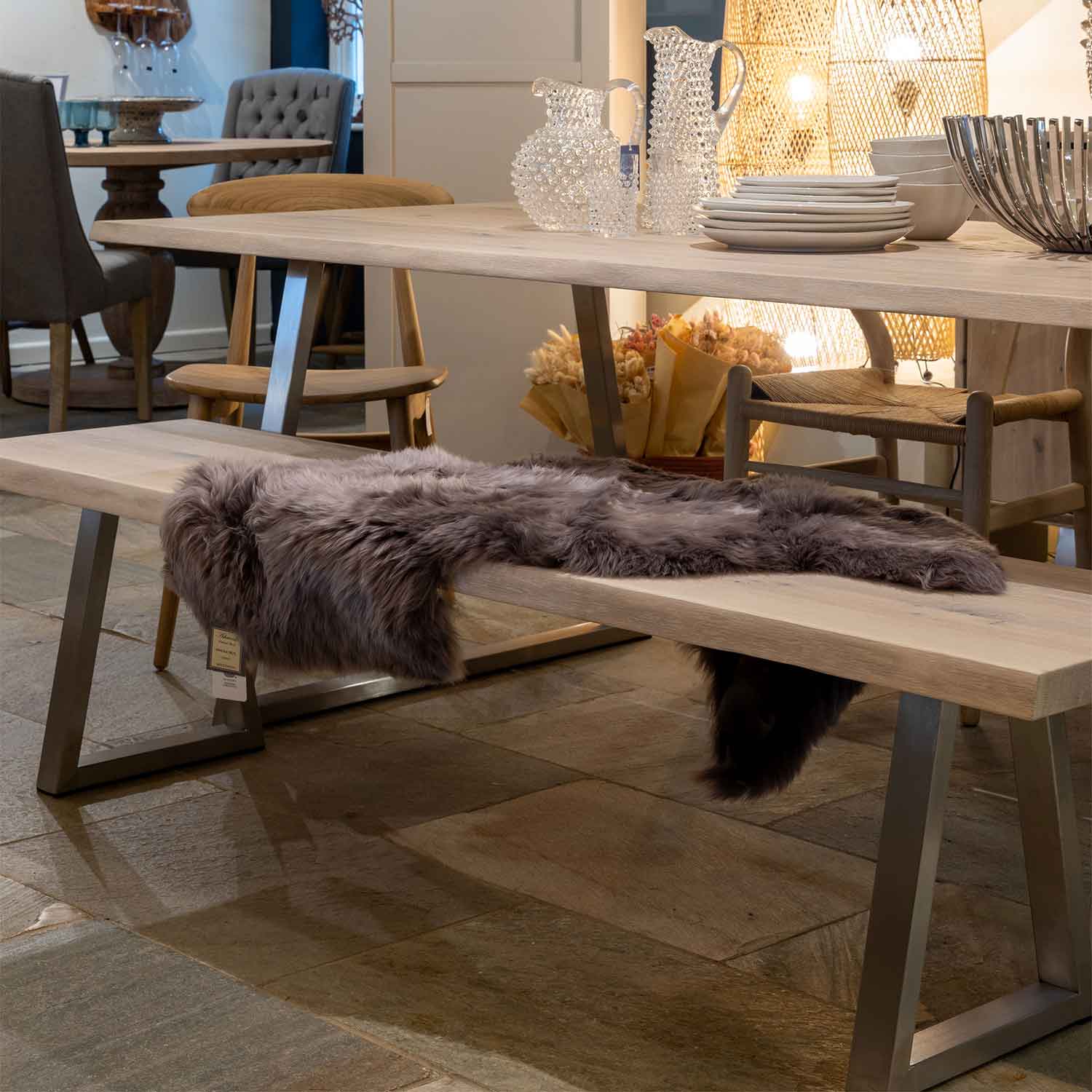 Long Wool Sheepskin Rug, Mink