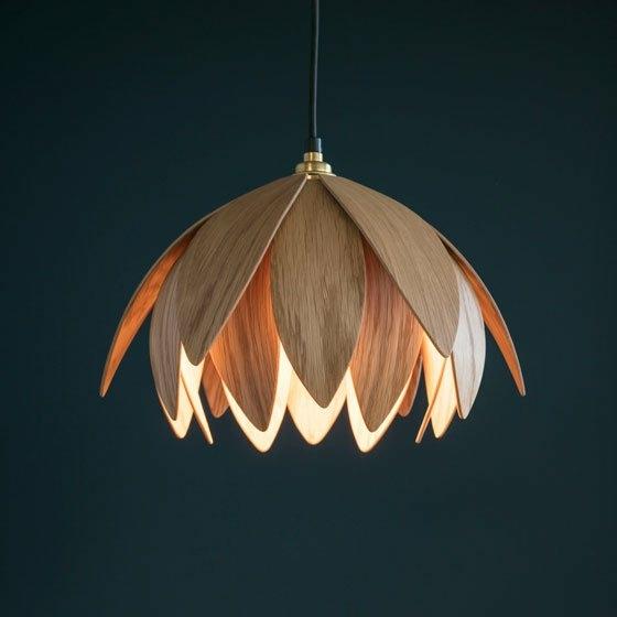 Lotus Bud Pendant Light Large / Oak,Large / Walnut,Small / Oak,Small / Walnut