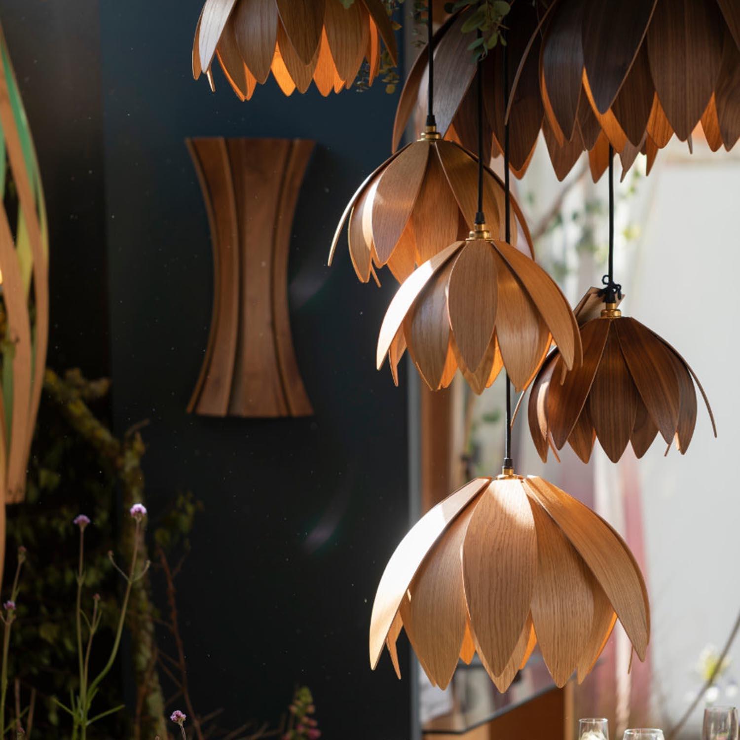 Lotus Bud Pendant Light Large / Oak,Large / Walnut,Small / Oak,Small / Walnut