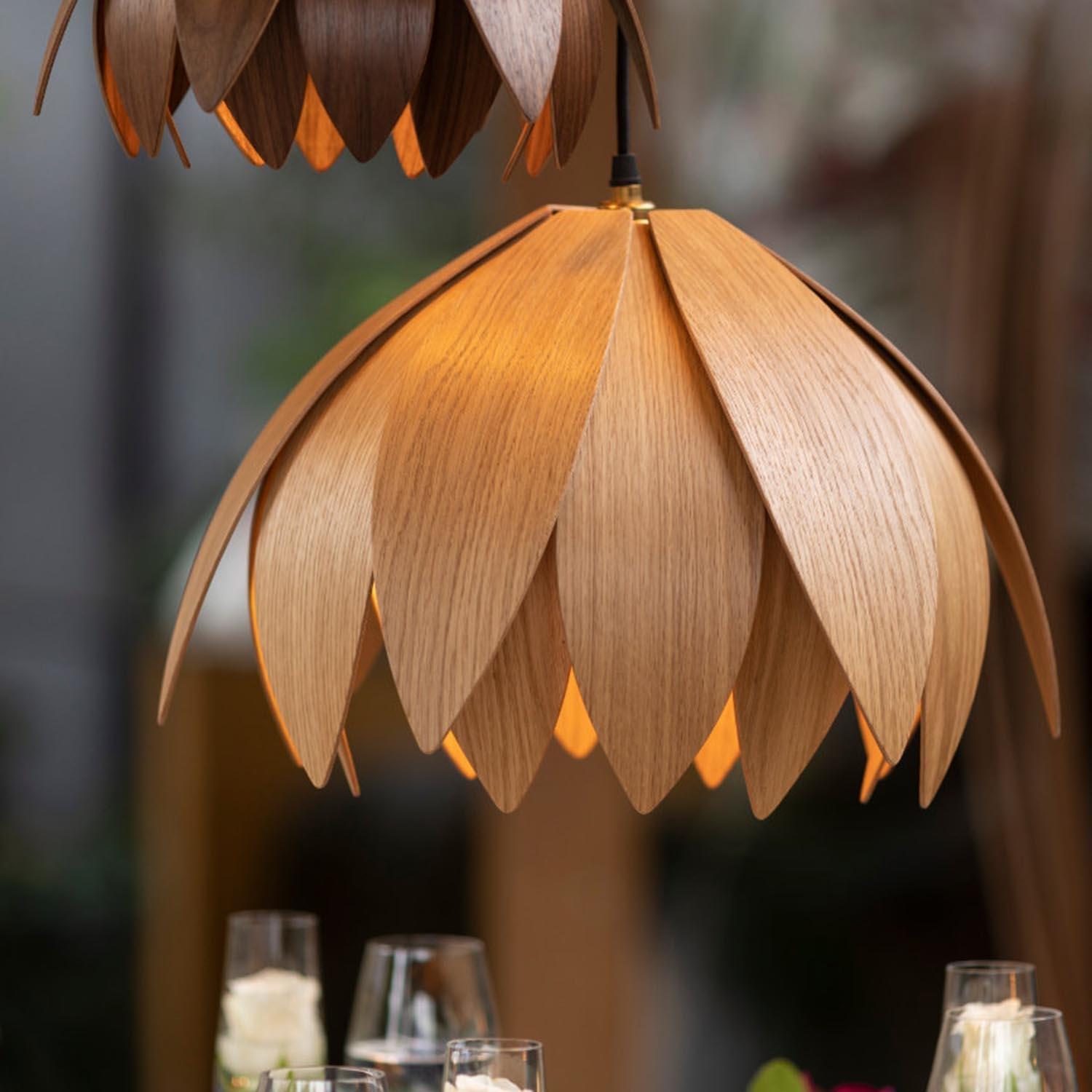 Lotus Bud Pendant Light Large / Oak,Large / Walnut,Small / Oak,Small / Walnut