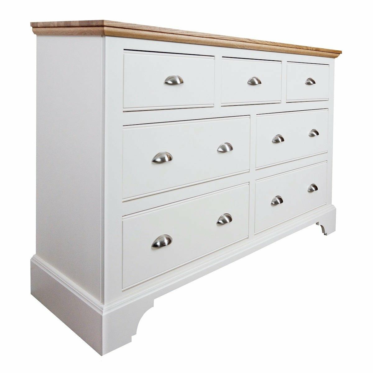 Ludlow 3+4 Wide Chest of Drawers Oak Top / Limestone,Oak Top / Ivory,Painted Top / Limestone,Oak Top / Dior Grey,Oak Top / Truffle,Painted Top / Ivory,Painted Top / Dior Grey,Painted Top / Truffle