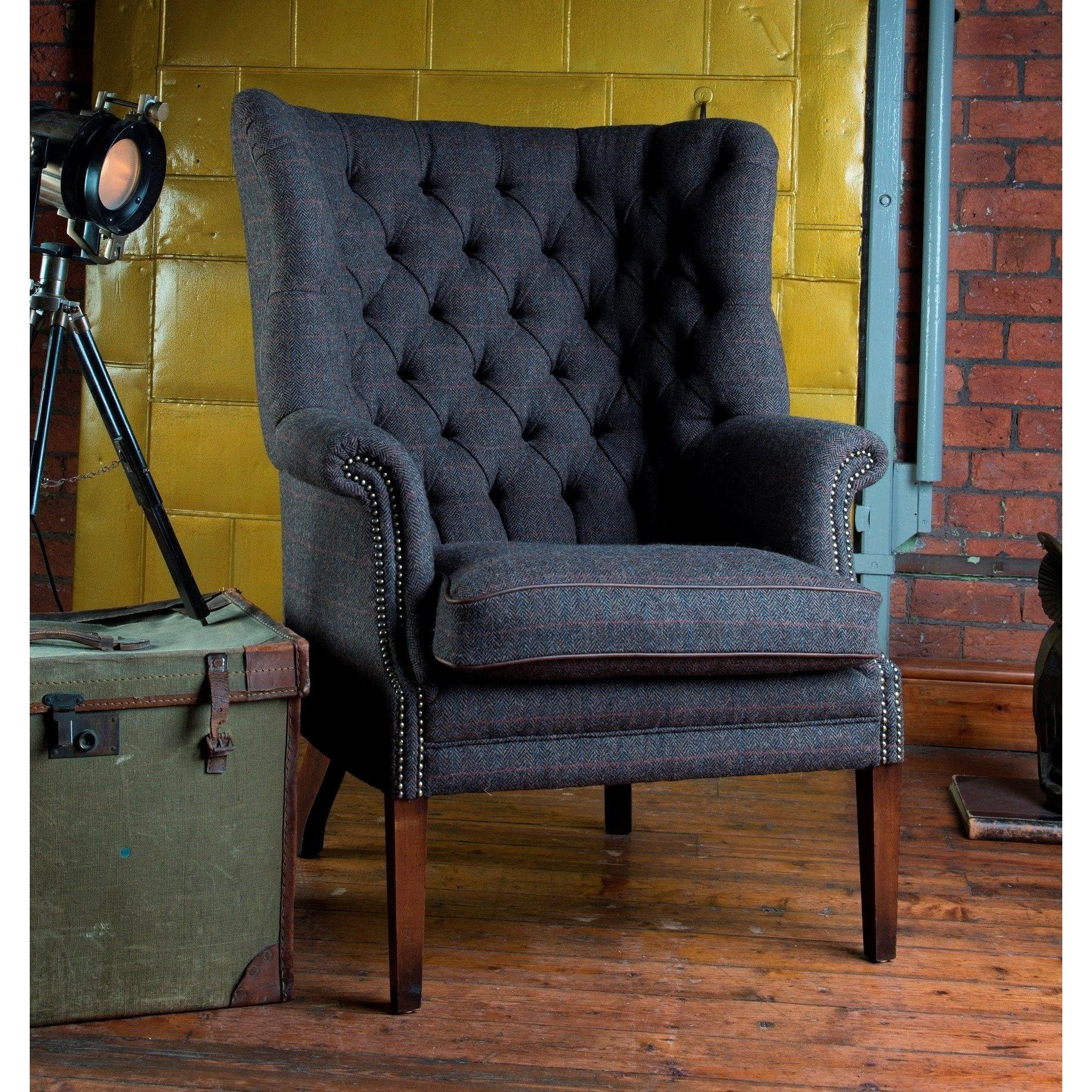 Mackenzie Harris Tweed Chair Cerulean Highland Herringbone,Loden Herringbone,Basalt Herringbone,Willow Herringbone Furn,Peat Herringbone,Winter Check