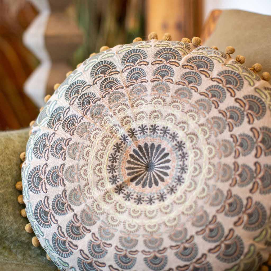 Mandala Cushion Ecru,Sage