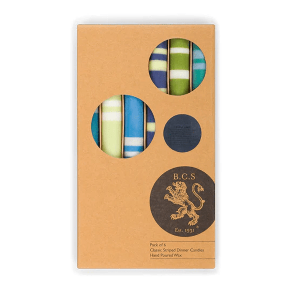 Mixed Wide Striped Set of Cool Dinner Candles, 6 per pack