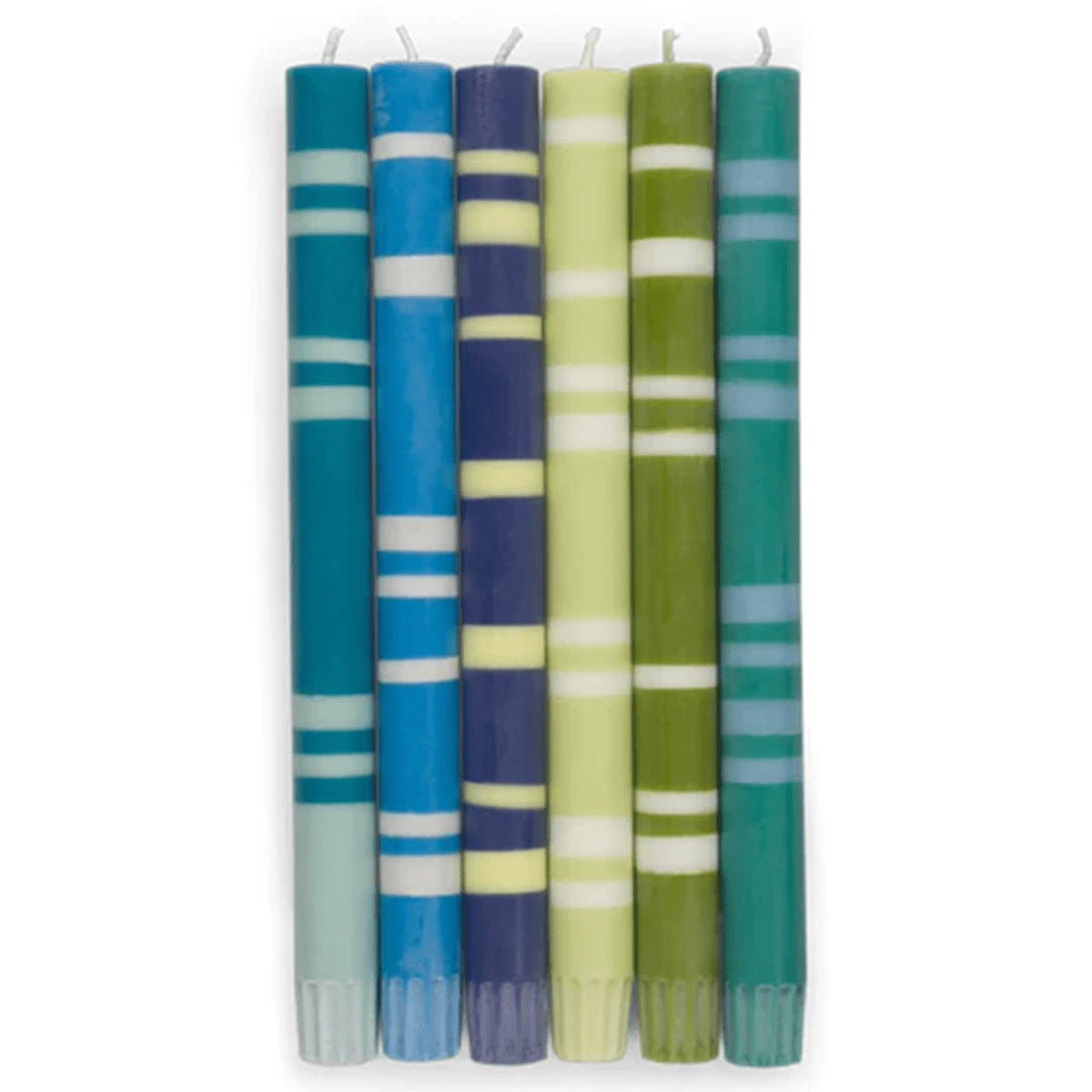Mixed Wide Striped Set of Cool Dinner Candles, 6 per pack