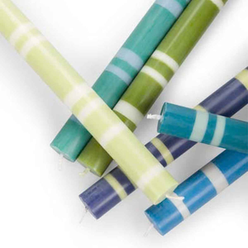 Mixed Wide Striped Set of Cool Dinner Candles, 6 per pack - Angela Reed -