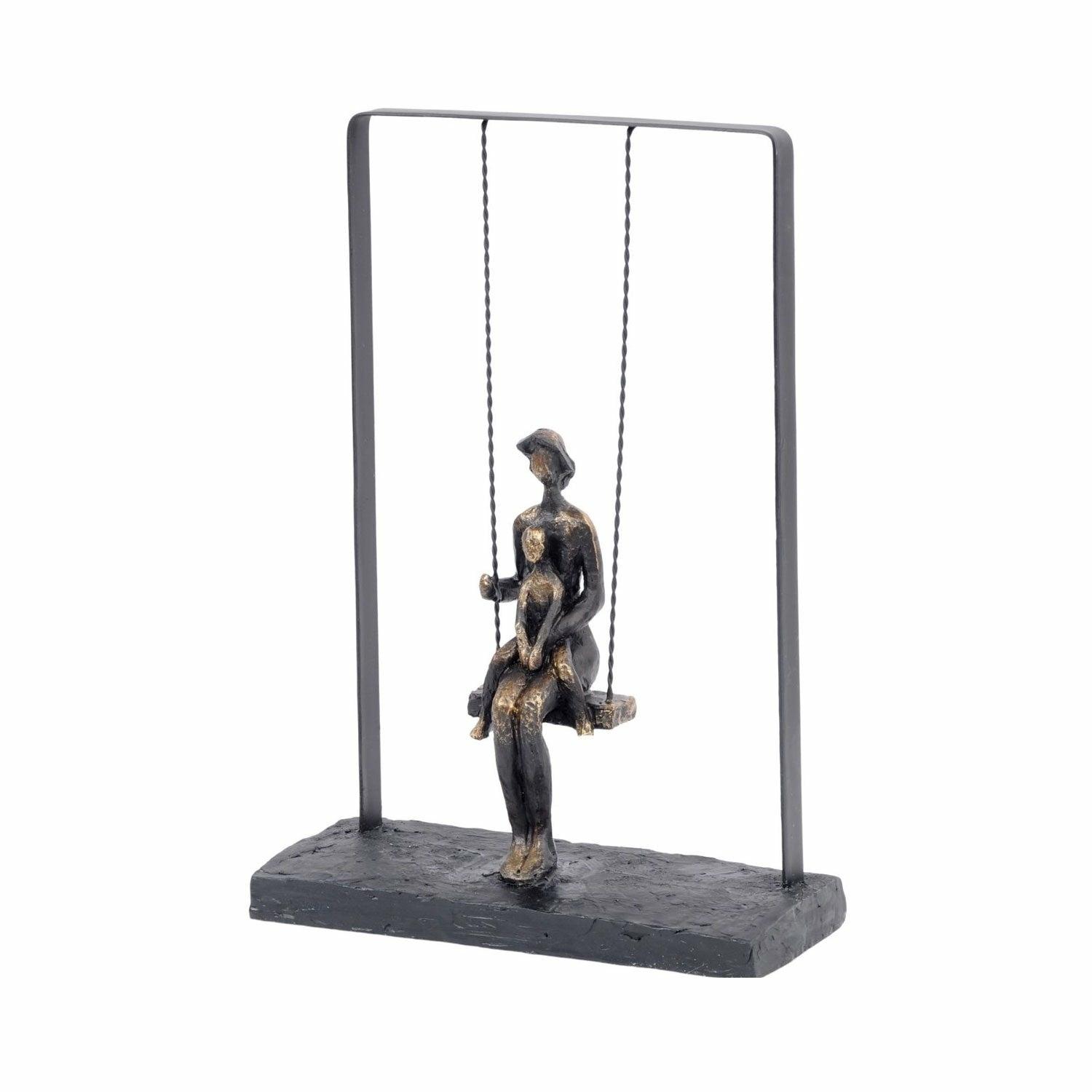 Mother and Baby on Swing Bronze Figurative Sculpture