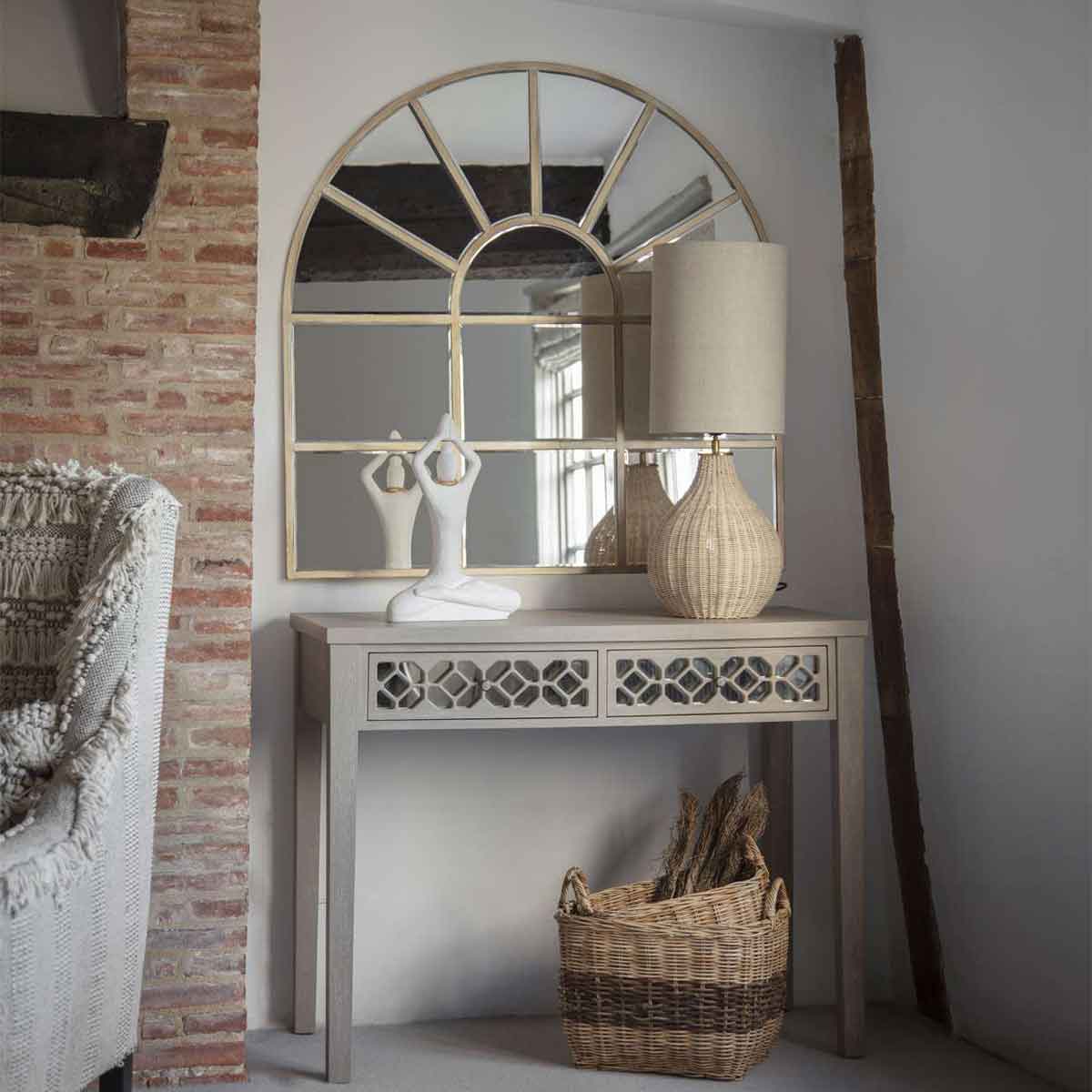 Natural Rattan Lamp with Drum Shade