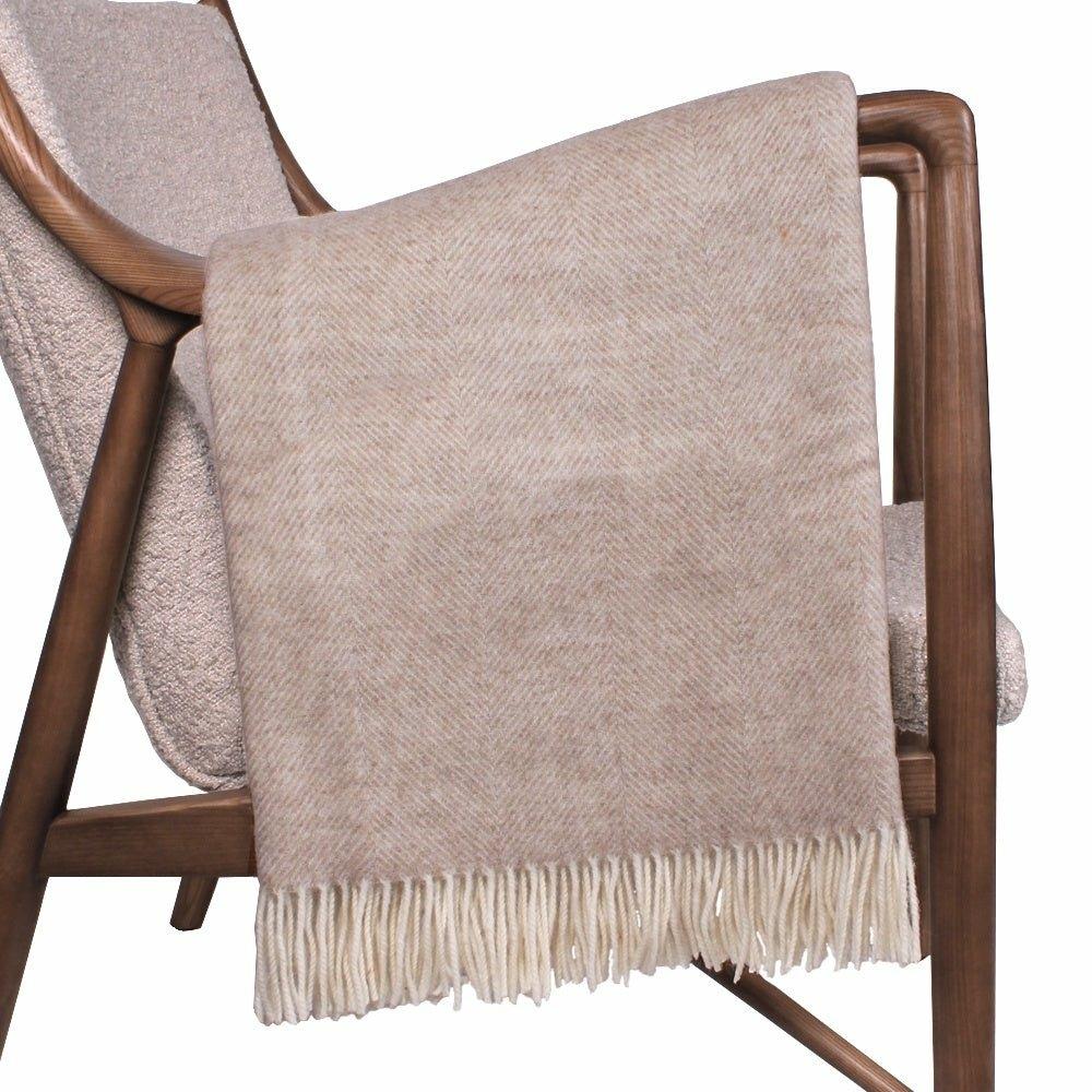 Natural Shetland Herringbone Throw by Bronte