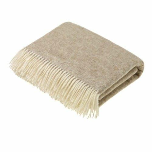 Natural Shetland Herringbone Throw by Bronte