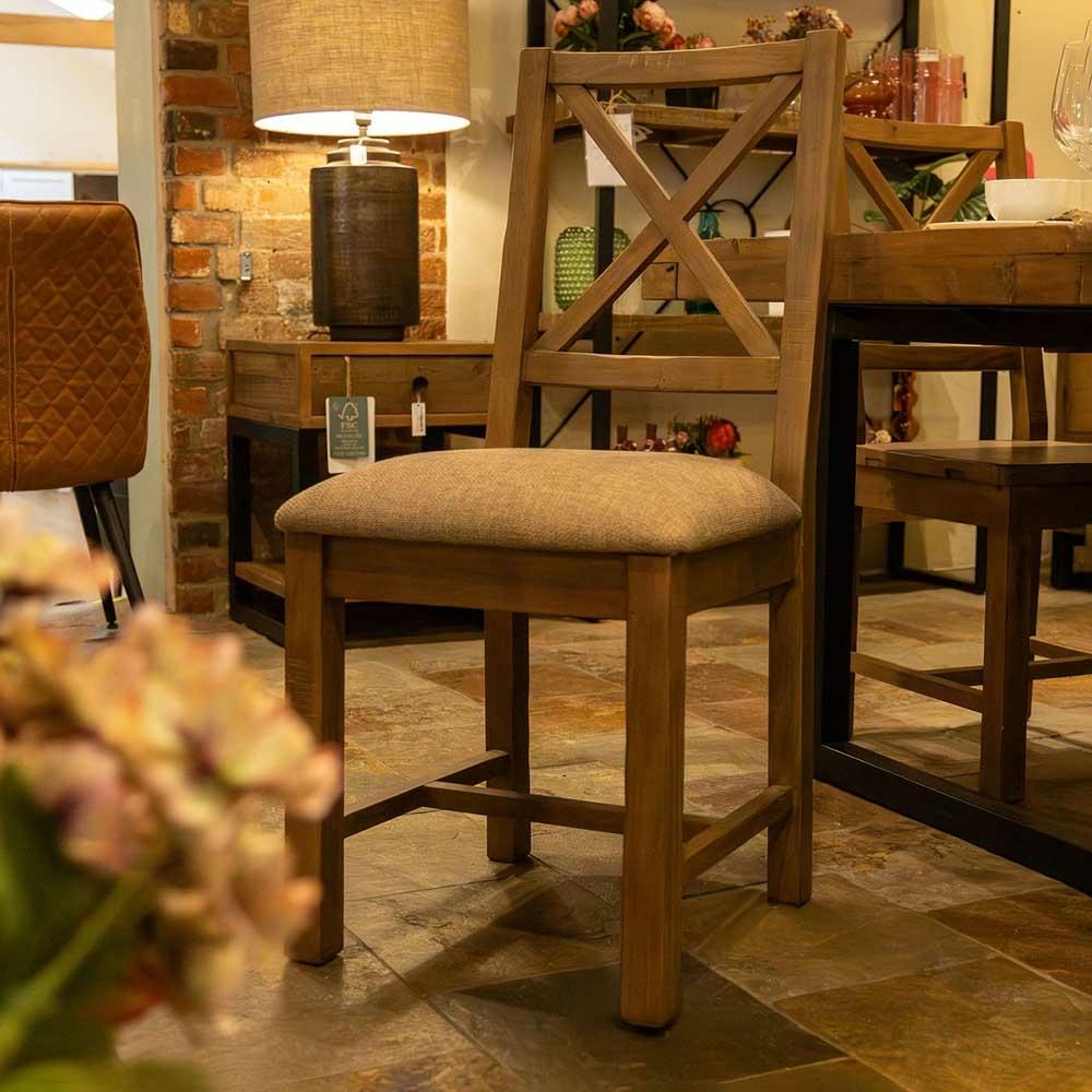 Newland Reclaimed Dining Chair, Upholstered