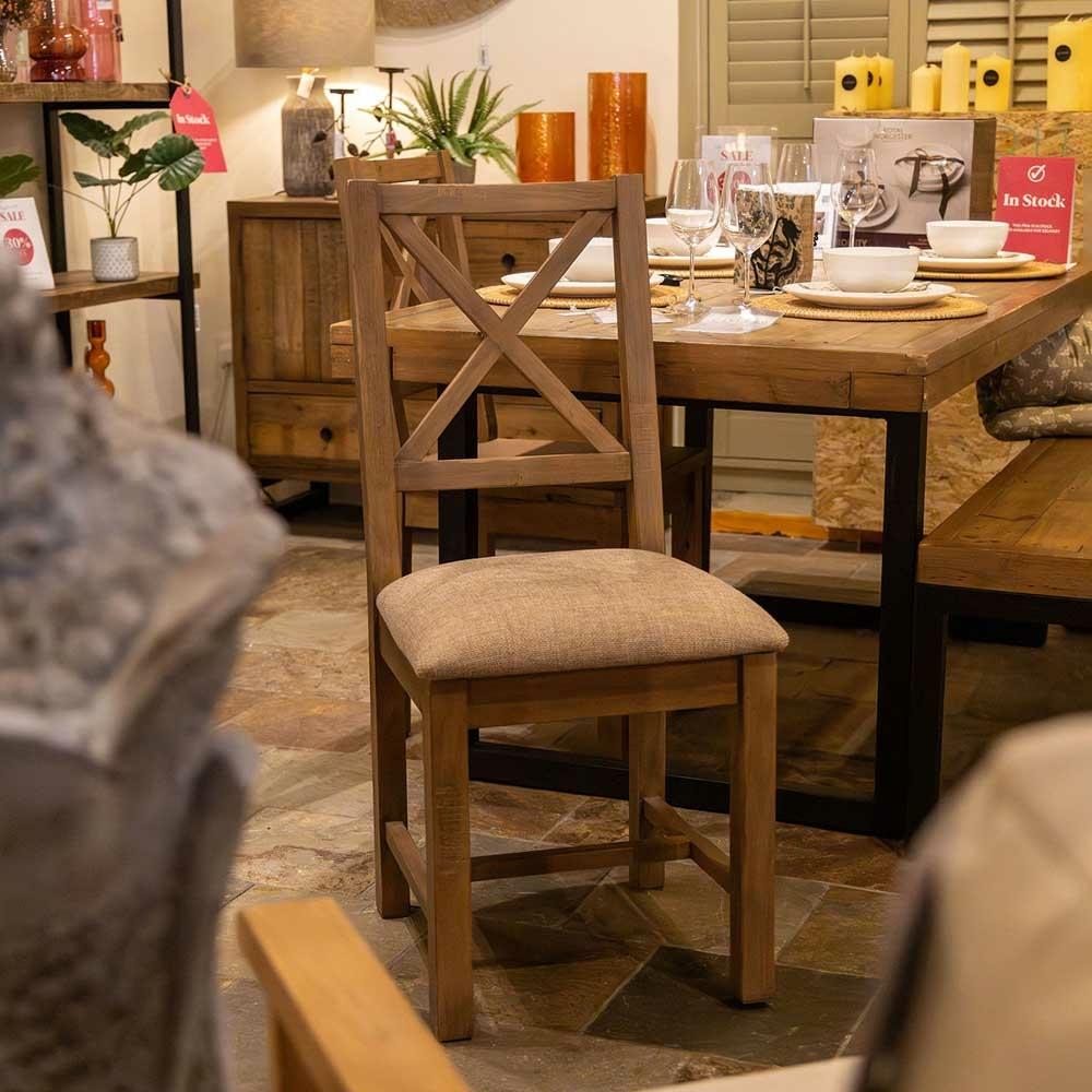 Newland Reclaimed Dining Chair, Upholstered