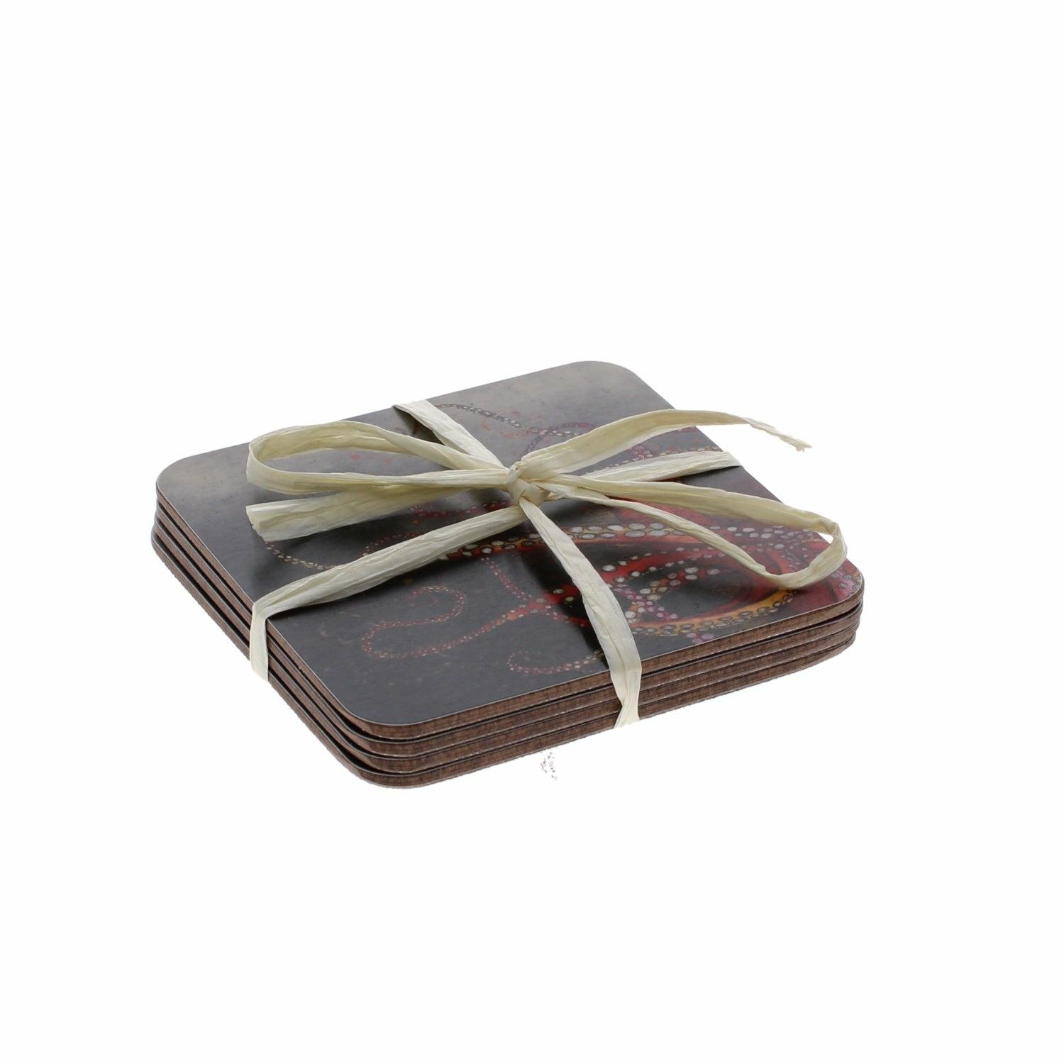 Red Octopus Coasters, Set of 4