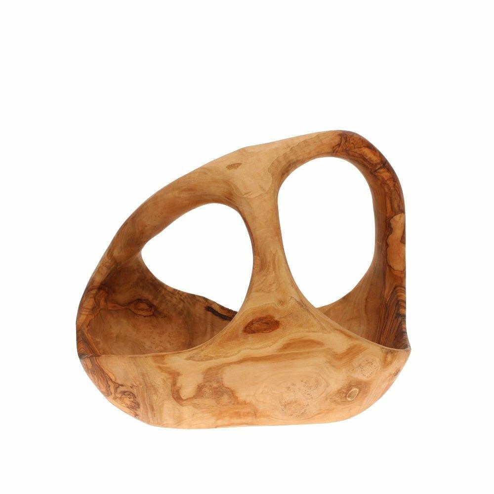 Olive Wood Fruit Basket with Handle