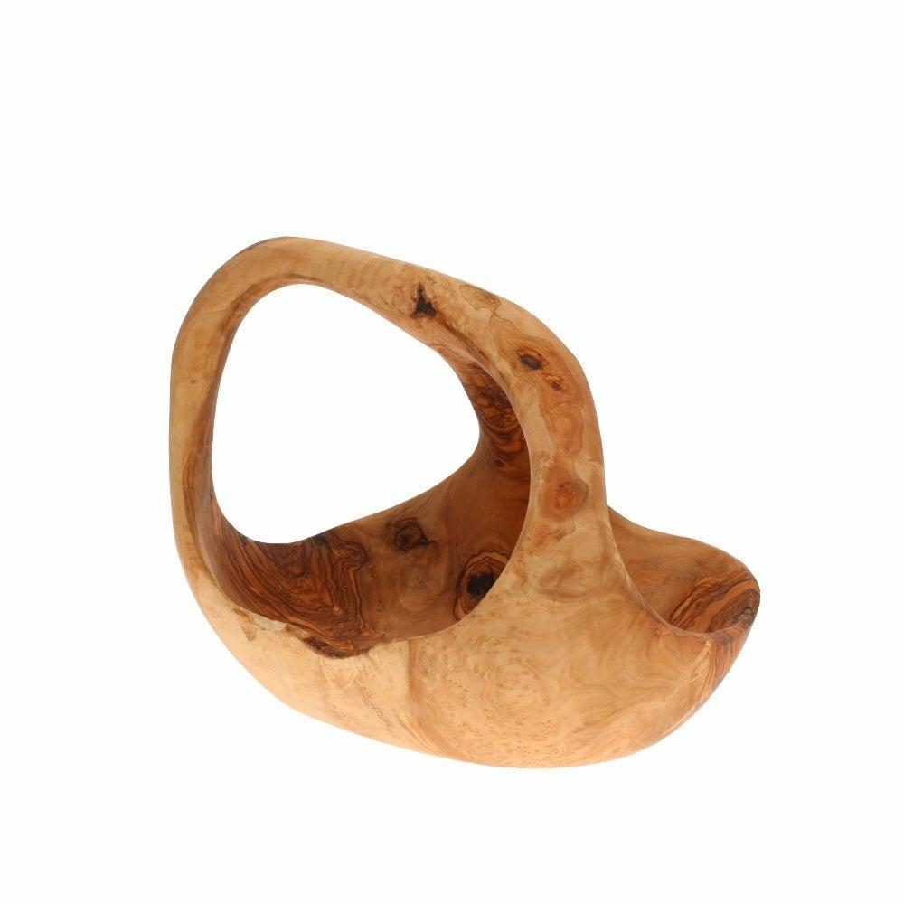 Olive Wood Fruit Basket with Handle
