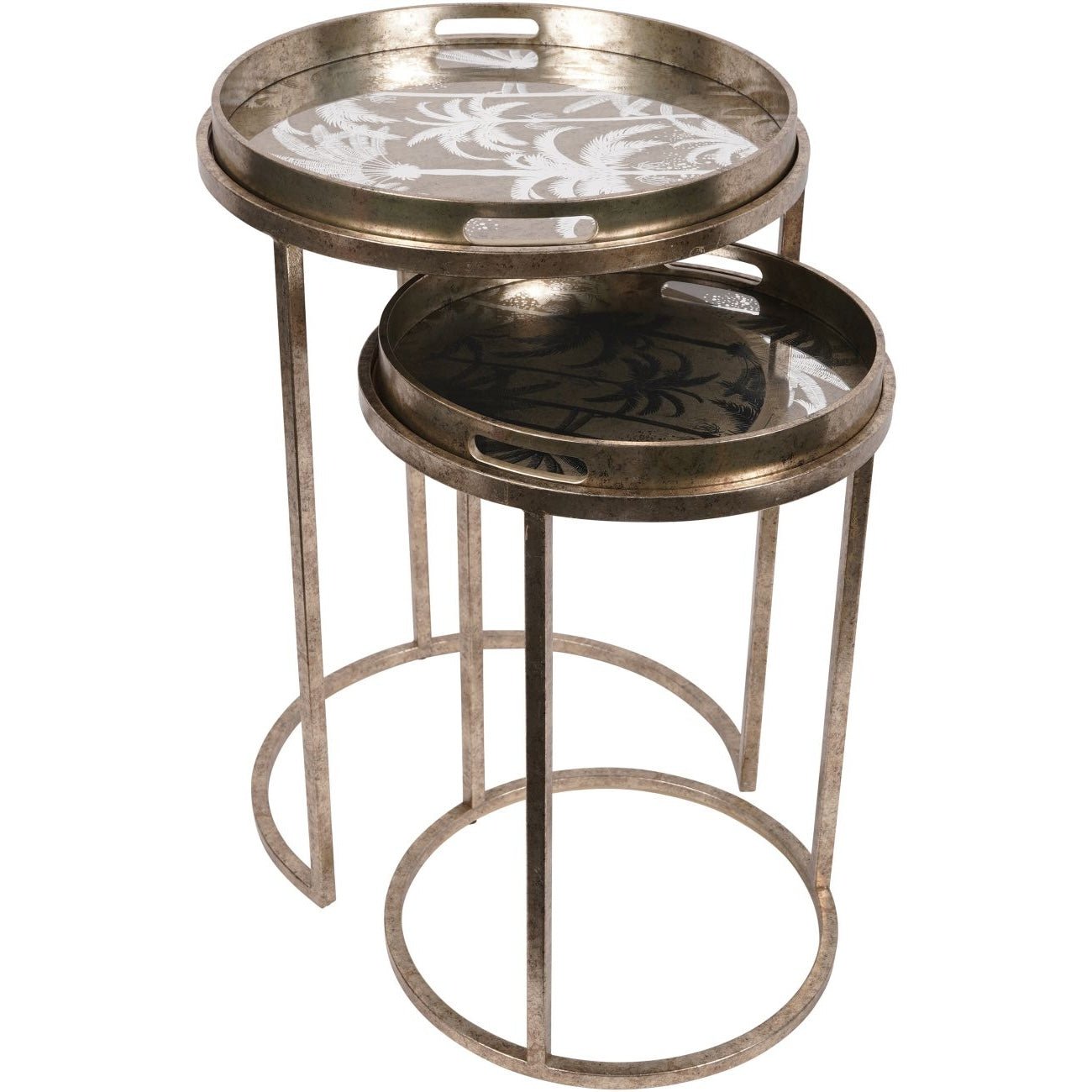 Palm Tree Nested Side Tables, Antique Gold