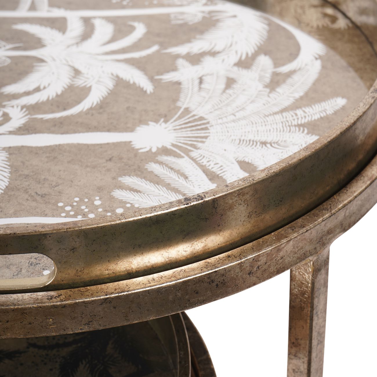 Palm Tree Nested Side Tables, Antique Gold