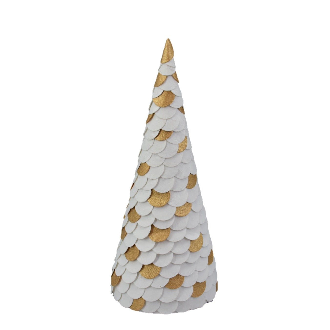 Paper Cone Tree, White and Gold, 21cm