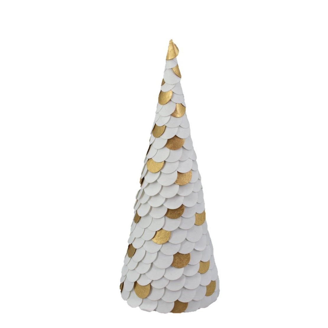 Paper Cone Tree, White and Gold, 31cm