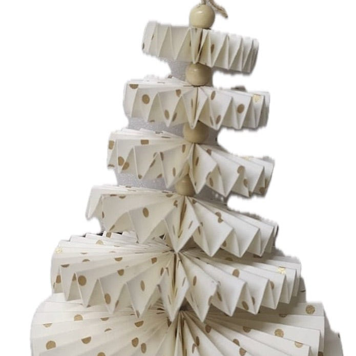 Paper Fan Hanging Decoration, White and Gold