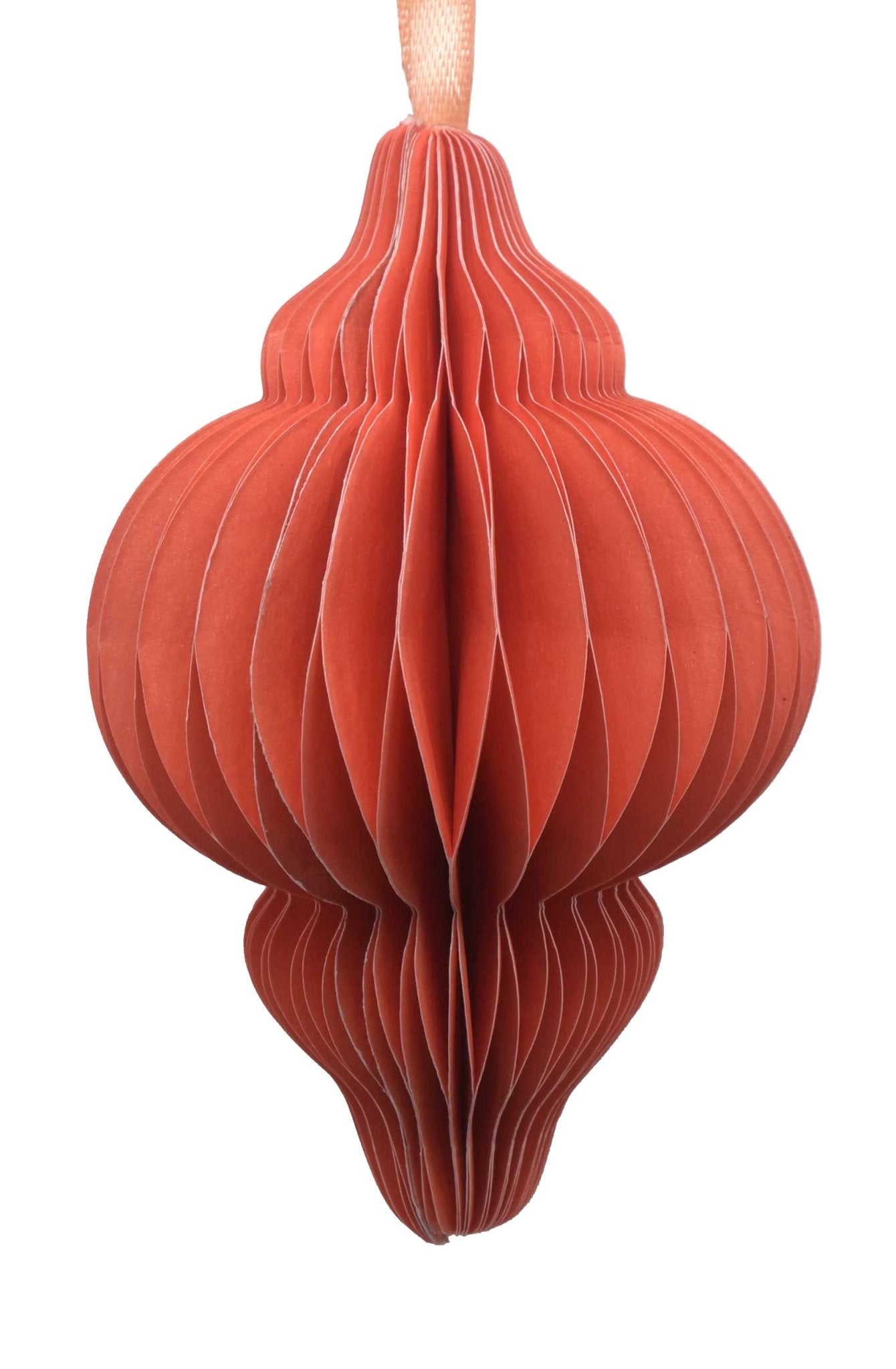 Paper Honeycomb Finial, Orange, 10cm