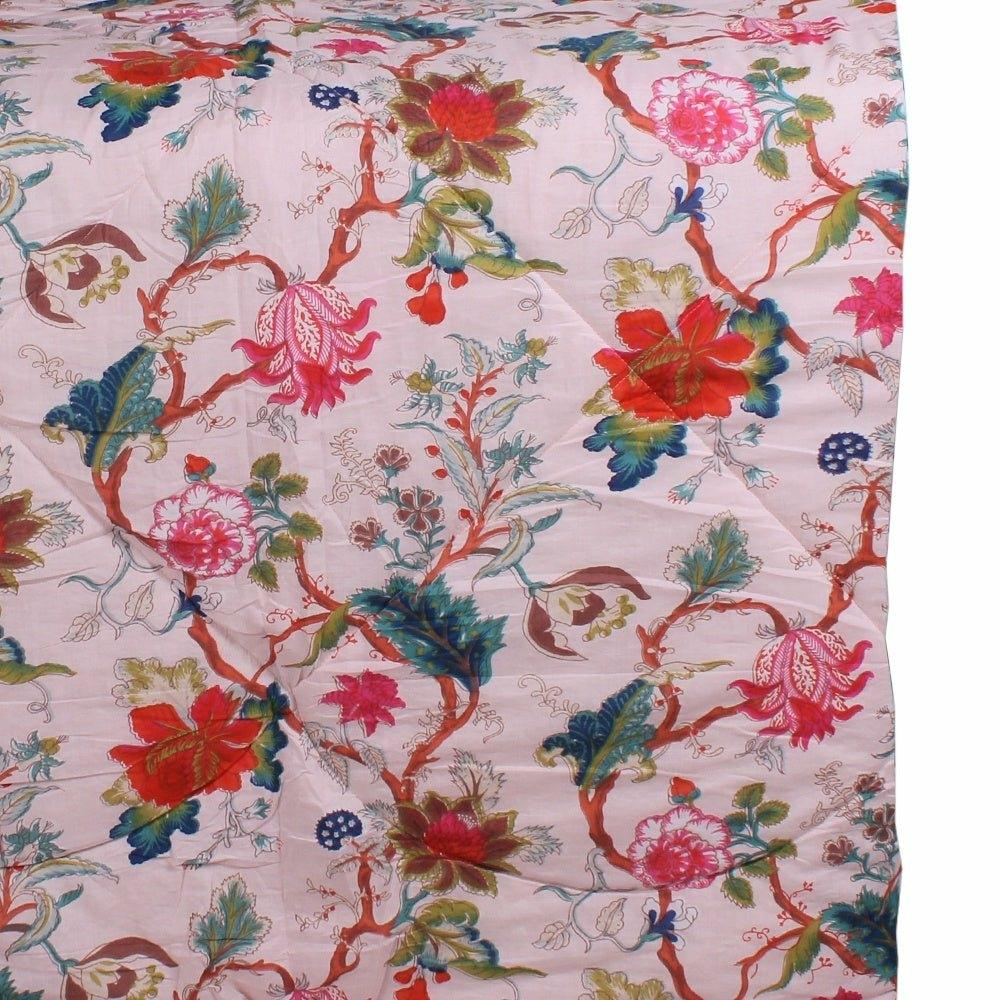 Pink Floral Double Quilted Throw