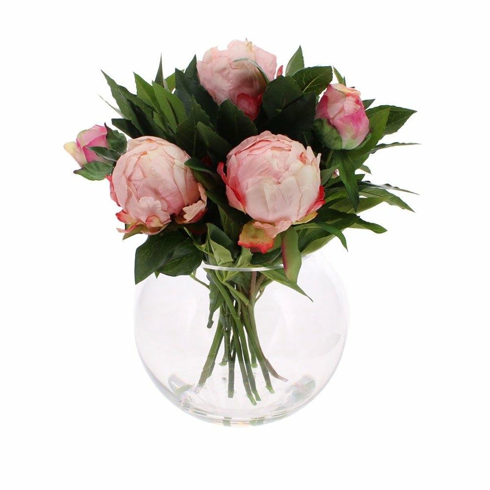 Pink Peonies in Globe Vase