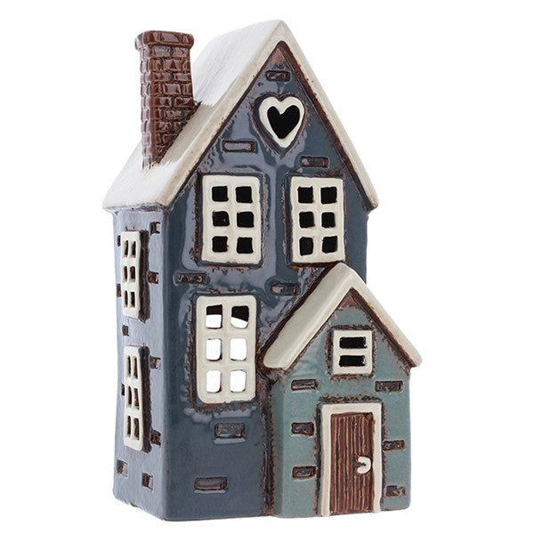 Pottery Village Porch Tealight House, Navy