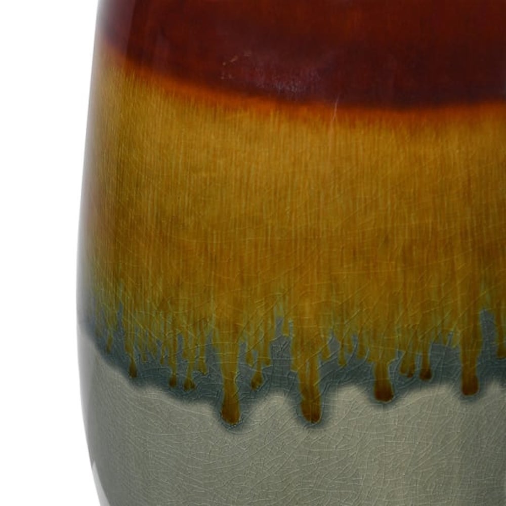 Reactive Glaze Table Lamp with Linen Shade