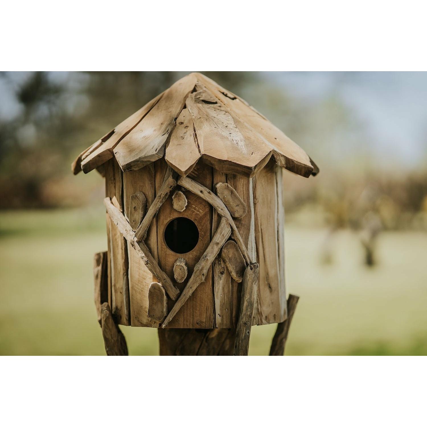 Reclaimed Wood Bird House on Stand