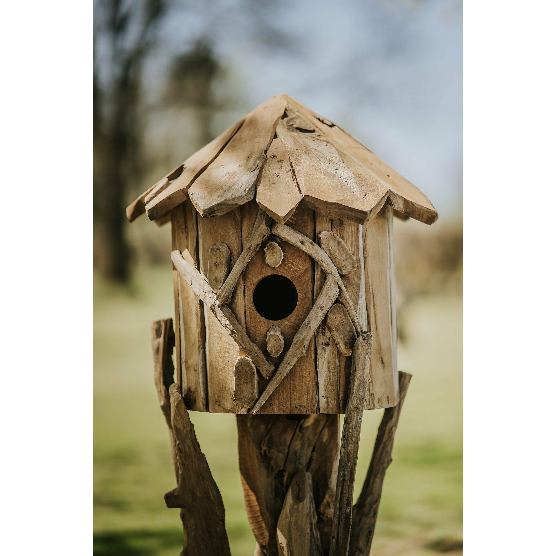 Reclaimed Wood Bird House on Stand