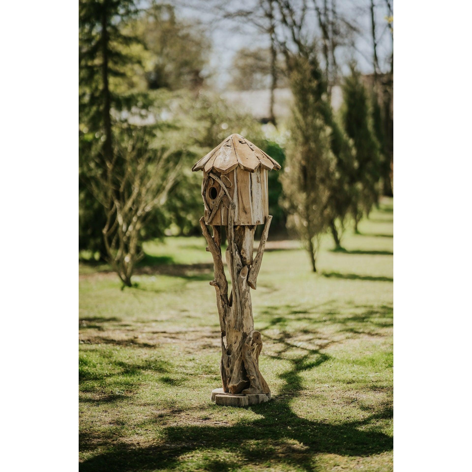 Reclaimed Wood Bird House on Stand